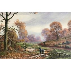 Royce Harmer (British 20th century): Gun Dog in Autumn Landscape, oil on board signed 50cm x 65cm