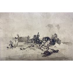 William Heath (British 1795-1840): Peninsular War, sepia wash on paper unsigned, inscribed on mount 26cm x 38cm
