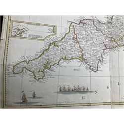 John Rocque (French/British c1704–1762): 'England and Wales drawn from the most accurate surveys containing all the cities boroughs market towns & villages', engraved map with hand colouring pub.c1790 by Sayer 120cm x 100cm (unframed)
