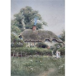 Curtius Duassut (British c.1865-1935): Thatched Farmstead with Chickens, watercolour signed 25cm x 18cm