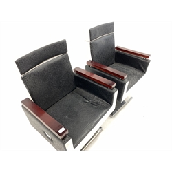  Pair tattoo artist chairs with reclining backs and chrome swivel bases, W63cm  