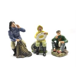 Three Royal Doulton figures comprising Sea Harvest, The Wayfarer and The Boatman (3)
