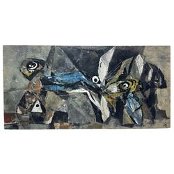 Karl Kreuzberger (Austrian 1916-1990): Abstract Geometric Eye Composition, acrylic and oil on board signed with monogram, inscribed verso 50cm x 100cm
Notes: Kreuzberger was an Austrian artist who studied at Vienna Academy 1935-1939 and a member of the Vienna Secession art movement.