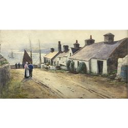 Warren Williams ARCA (British 1863-1941): 'Morning in Moelfra Village Anglesey', watercolour signed and titled 35cm x 64cm