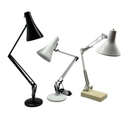 Quantity of three angle poise lamps with weighted bases max H90cm