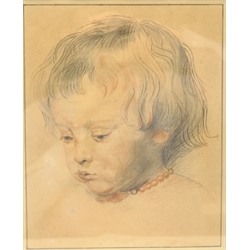Circle of Augustus Edwin John (British 1878-1961): Portrait of a Young Child, pastel and pencil unsigned 26cm x 21cm