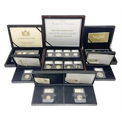 Mostly commemorative coinage including United Kingdom 'The New Portrait Specimen Set', 2013 'The Queen's Coronation Executive Proof Set' cased with The Royal Mint certificate, Queen Elizabeth II 2020 'Rosalind Franklin' fifty pence etc