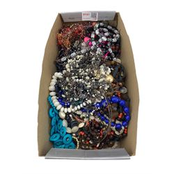 Large quantity of costume jewellery necklaces, including glass and hardstone bead examples and simulated pearls