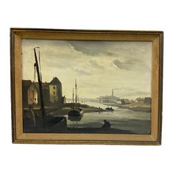 Philip Hugh Padwick (Slade School 1876-1958): Industrial Dock Scene, oil on board unsigned, inscribed verso 37cm x 50cm 