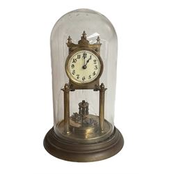 German - early 20th-century torsion clock under a glass dome