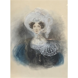 English School - Half length portrait of Mary Elizabeth, wife of Charles 2nd Early Grey died 1861, pastel 43cm x 31cm 