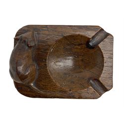 Mouseman - oak ashtray with carved mouse signature, by Robert Thompson of Kilburn, L10cm