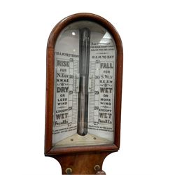 DS Late 19th century walnut boxwood cistern stick barometer with a ...