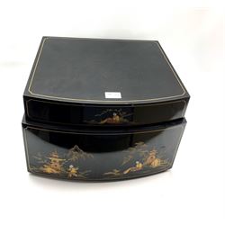 Pye Monarch record player in Chinoiserie decorated case W43cm and with velvet cover