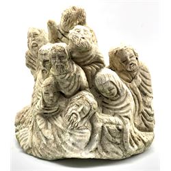 17th century style carved marble group depicting The Descent from the Cross, H33cm