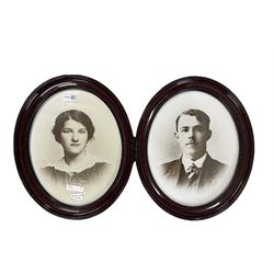 Pair of oval photographic portrait prints after Chas. Fearnsides, Penrith, in moulded frames