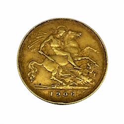King Edward VII 1906 gold half Sovereign coin
