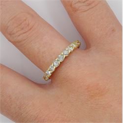 9ct gold round brilliant cut diamond half eternity ring, hallmarked 