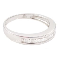 18ct white gold baguette cut diamond half eternity ring, stamped 750, total diamond weight 0.20 carat