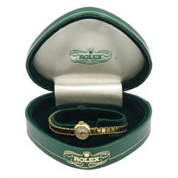 Rolex Precision ladies 9ct gold manual wind wristwatch, Chester 1951 on 9ct Rolex bracelet, Birmingham 1958, boxed
