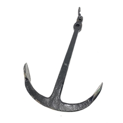 Large black painted cast iron Ships Admiralty pattern anchor, 