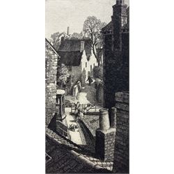 Stanley Roy Badmin (British 1906-1989): 'Shepton Mallet Somerset 1930', etching on cream laid paper signed titled and numbered 5/50 published by Twenty One Gallery 14cm x 7cm 