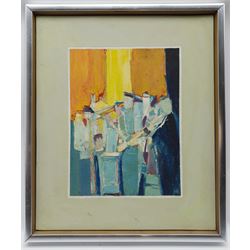 After Nicolas de Staël (Russian/French 1914-1955): 'Les Musiciens', oil on board unsigned 48cm x 39cm