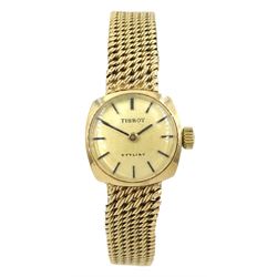 Tissot Stylist 9ct gold ladies manual wind bracelet wristwatch, Birmingham 1994