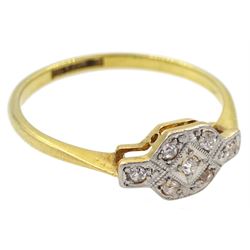 Art Deco gold milgrain set diamond ring, stamped 18ct & PT, boxed