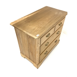 Stripped pine chest of two long and two short drawers W89cm