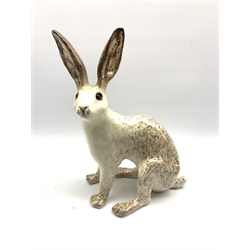 Large Winstanley Pottery white glazed model of a Hare (size 9) H37.5cm 
