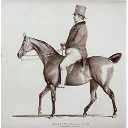 Richard Earlom (British 1743-1822) after Claude Lorrain (British 1600-1682): 'Liber Veritatis Plate 24', sepia mezzotint engraving together with an equestrian print max 22cm x 27cm (2)