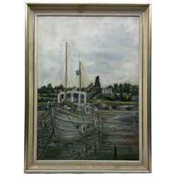 VASP (Northern British 20th century): Low Tide in the Harbour, two oil paintings signed and dated '77 max 60cm x 90cm (2)