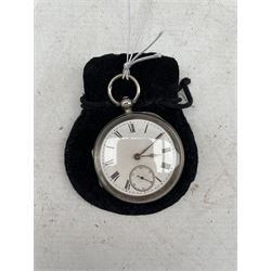 Victorian open faced pocket watch with white dial in silver case Chester 1895