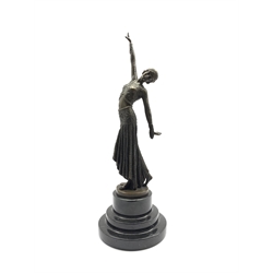 Art Deco style bronze figure of a dancer after 'Chiparus', H38cm overall