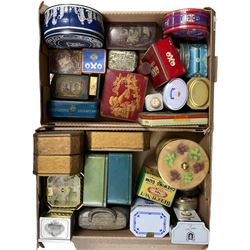 Quantity of vintage tins in two boxes