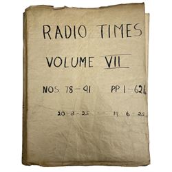 Bound volume of The Radio Times March 27th - June 19th 1925 (Volume VII Nos.18-91) and thirty seven copies of the North of England edition of the Radio Times 1930-1945