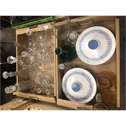 Two Boxes of Glass Jugs,Decanters and Two Royal Doulton 