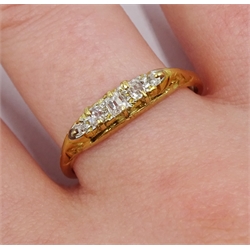Gold five stone graduating old cut diamond ring, stamped 18