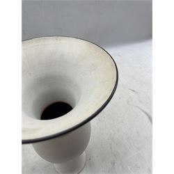 Christine Feiler (Cornish b1948) - Studio pottery Gu form vase with white glaze, monogram to base H33cm 