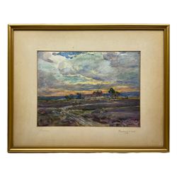 Rowland Henry Hill (Staithes Group 1873-1952): 'Trammire' Moors East of Whitby near Ellerby, watercolour signed and dated 1937, titled on the mount 26cm x 36cm
