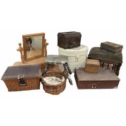 Various items to include a 19th century upholstered stool, another stool, jewellery box, swing mirror etc (9)