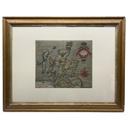 William Hole (British ?-1624): 'Scotia Regnum' Map of Scotland, early 17th century engraved map with hand colouring, pub. 1607, based on Christopher Saxton's map of 1579, 26cm x 31cm
Notes: this is the original edition of the map with the Latin text