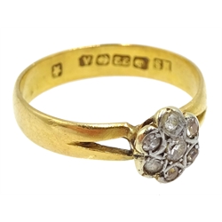 22ct gold diamond cluster ring, hallmarked