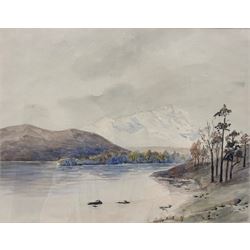 Charles Mackay (Scottish 1814-1889): 'Moray' winter loch landscape watercolour, signed and titled 24cm x 30cm