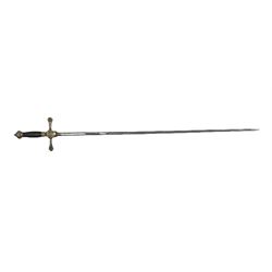 19th century Spanish court sword with silver gilt cruciform hilt and coat of arms, blade length 76cm