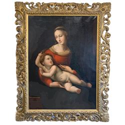 Italian School (18th/19th century) After Raphael (Italian 1483-1520): 'The Madonna and Child', oil on canvas unsigned, fine gilt Florentine frame 85cm x 61cm