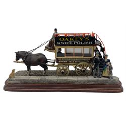 Border Fine Arts Limited Edition group, 'London Omnibus' by Ray Ayres, No 214/500, on wooden base, boxed and with certificate