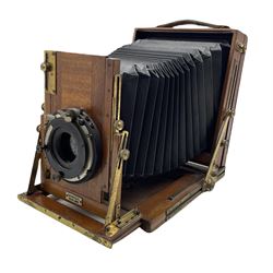 Gandolfi Precision mahogany plate camera with brass fittings, Thomas and Day lens and documents