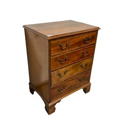 Georgian style mahogany chest of drawers, the projecting top with moulded edge over four graduated cock-beaded drawers, raised on bracket supports 